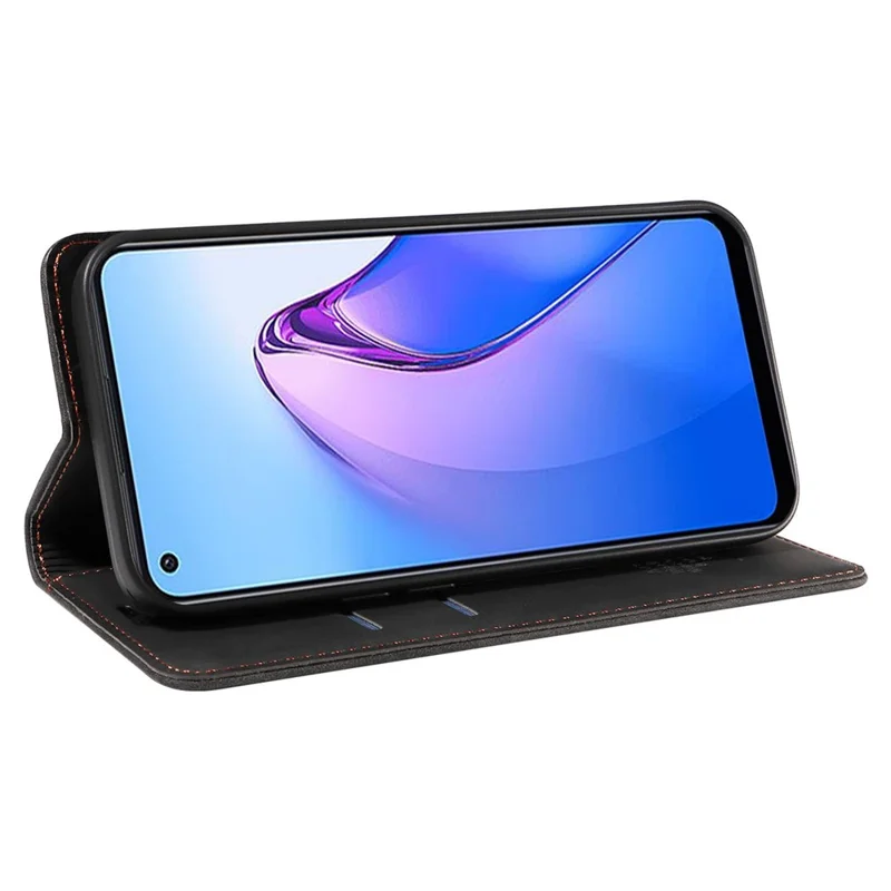 BETOPNICE 003 Wallet Shell for Oppo Reno8 5G (Global Version) RFID Blocking Leather Phone Case Stand Cover - Black