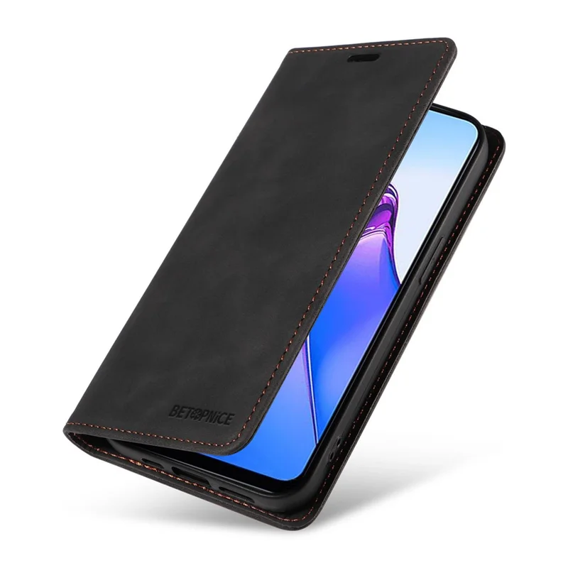 BETOPNICE 003 Wallet Shell for Oppo Reno8 5G (Global Version) RFID Blocking Leather Phone Case Stand Cover - Black
