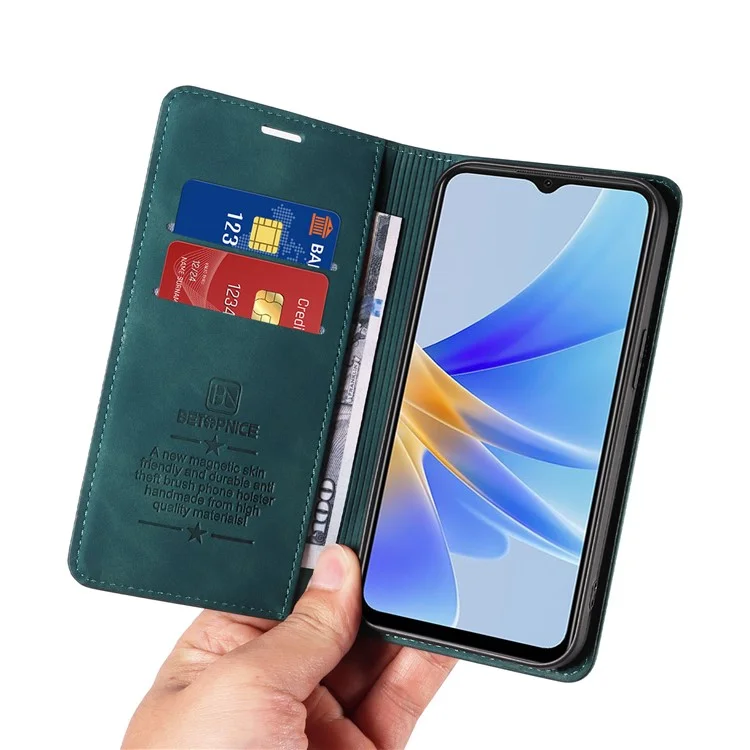 BETOPNICE 003 Custodia a Portafoglio per Oppo A17 4G / A17k 4G, Custodia in Pelle per Telefono con Blocco RFID, Supporto Pieghevole - Verde