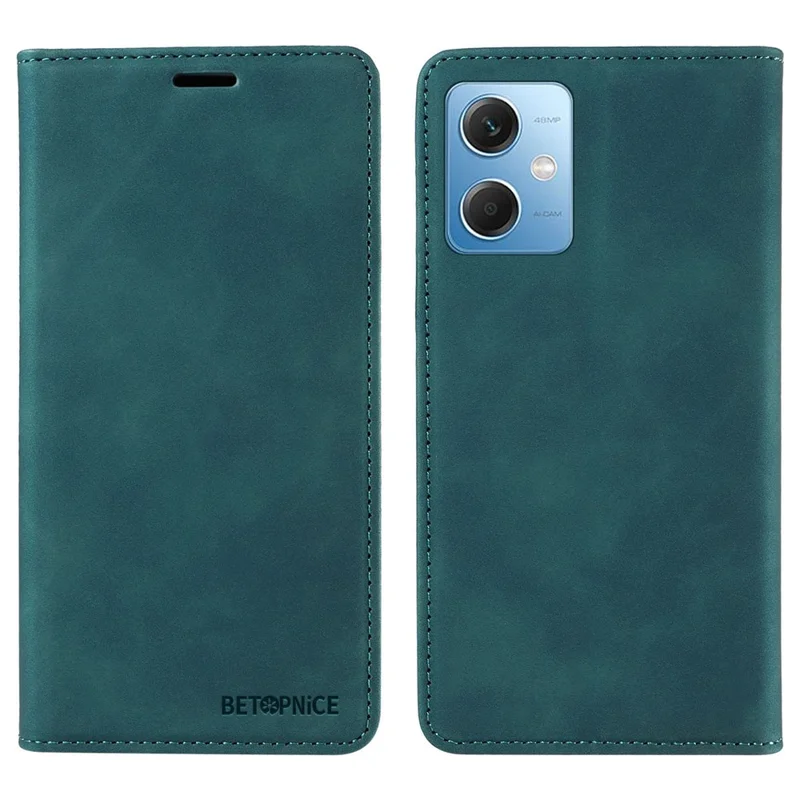 BETOPNICE 003 Für Xiaomi Redmi Note 12 5G (China) / (Indien) / (Global) / Poco X5 5G RFID-blockierende Schutzhülle aus Leder - Grün