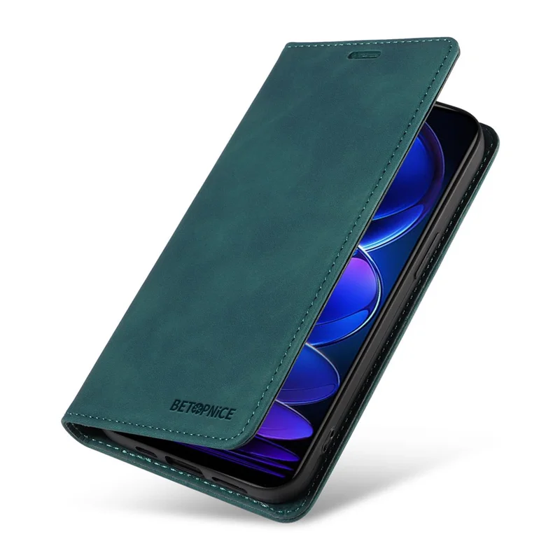 BETOPNICE 003 Für Xiaomi Redmi Note 12 5G (China) / (Indien) / (Global) / Poco X5 5G RFID-blockierende Schutzhülle aus Leder - Grün