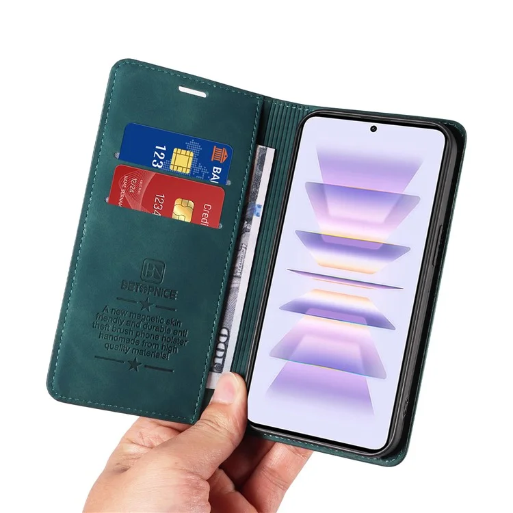 BETOPNICE 003 per Xiaomi Redmi K60 5G / K60 Pro 5G / Poco F5 Pro 5G Folio Flip Custodia in pelle PU con blocco RFID - Verde