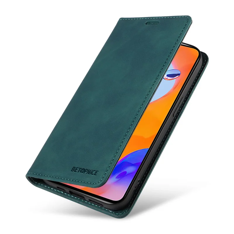 BETOPNICE 003 Per Xiaomi Redmi Note 11 4G (Qualcomm) / Note 11S 4G PU Leather RFID Blocking Drop Proof Phone Case - Verde