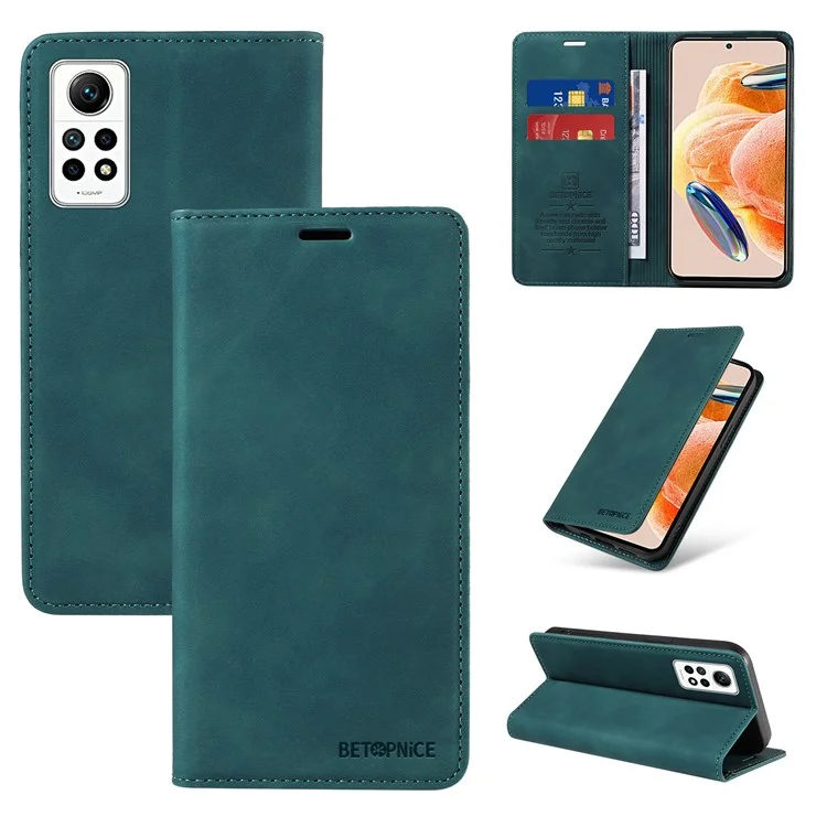 BETOPNICE 003 Per Xiaomi Redmi Note 12 Pro 4G / Note 11 Pro 4G (MediaTek) / Note 11 Pro 5G (Qualcomm) / Note 11E Pro 5G Custodia in Pelle con Blocco RFID - Verde