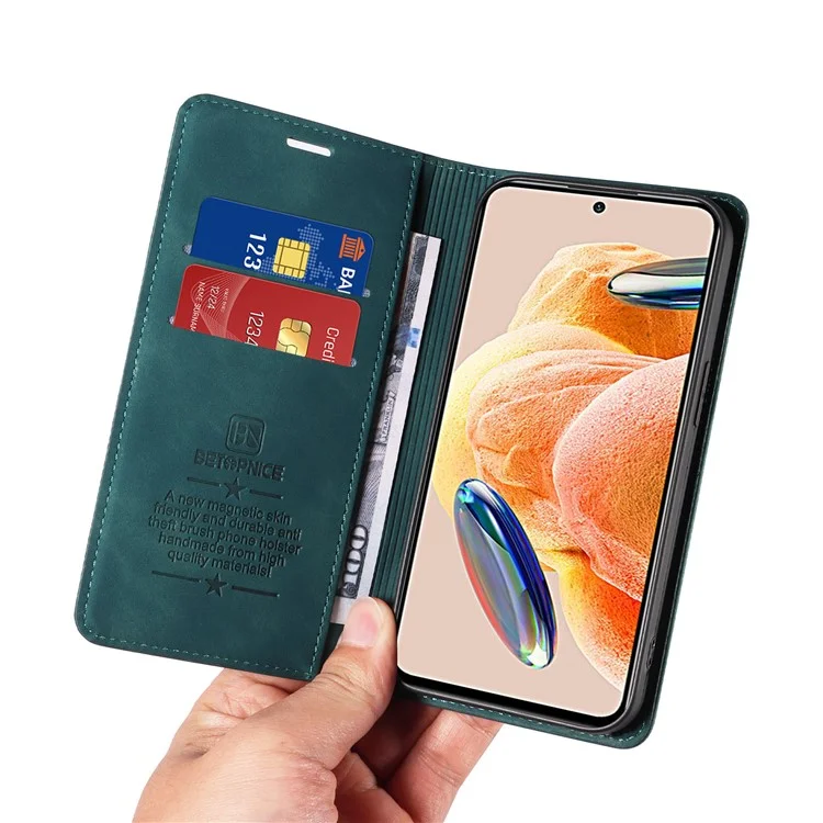 BETOPNICE 003 Per Xiaomi Redmi Note 12 Pro 4G / Note 11 Pro 4G (MediaTek) / Note 11 Pro 5G (Qualcomm) / Note 11E Pro 5G Custodia in Pelle con Blocco RFID - Verde