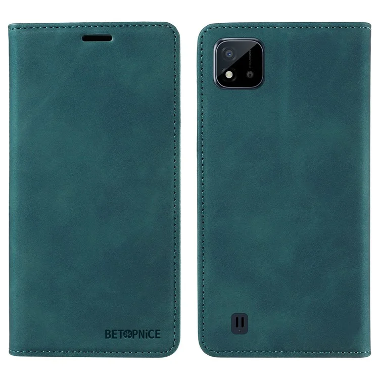 BETOPNICE 003 Para Realme C20 / C11 (2021) / C20A Capa de Proteção de Couro com Bloqueio RFID para Celular - Verde