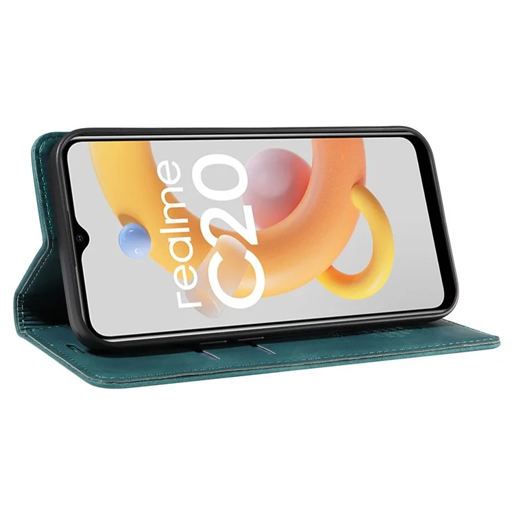BETOPNICE 003 Para Realme C20 / C11 (2021) / C20A Capa de Proteção de Couro com Bloqueio RFID para Celular - Verde