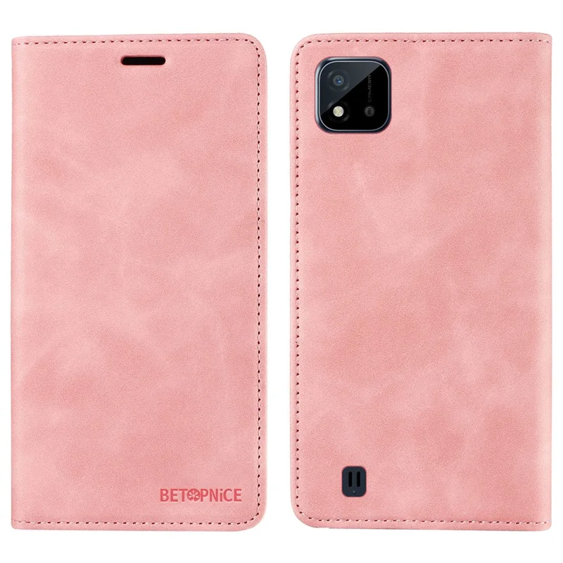 BETOPNICE 003 For Realme C20 / C11 (2021) / C20A RFID Blocking Leather Flip Cover Phone Protector Case (No Fingerprint Hole) - Pink