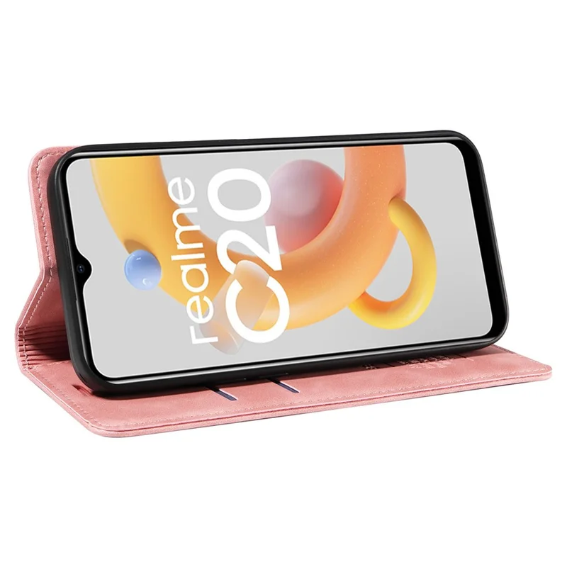 BETOPNICE 003 For Realme C20 / C11 (2021) / C20A RFID Blocking Leather Flip Cover Phone Protector Case (No Fingerprint Hole) - Pink