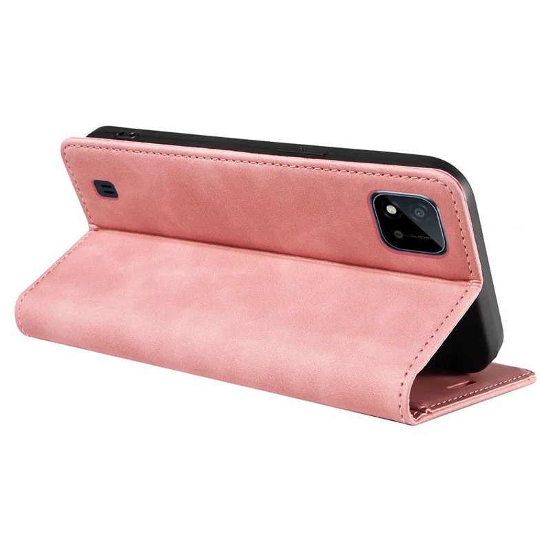 BETOPNICE 003 For Realme C20 / C11 (2021) / C20A RFID Blocking Leather Flip Cover Phone Protector Case (No Fingerprint Hole) - Pink