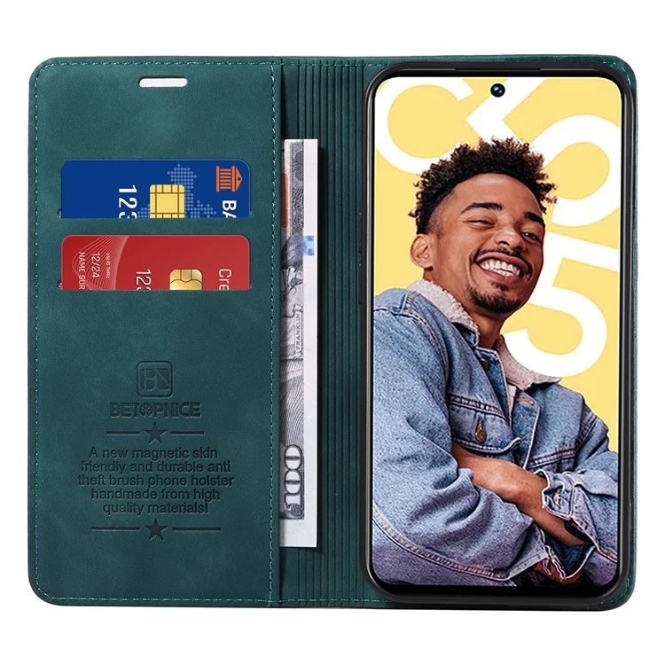 BETOPNICE 003 RFID Blocking Wallet Case per Realme C55 4G, Custodia per Telefono in Pelle PU con Supporto - Verde