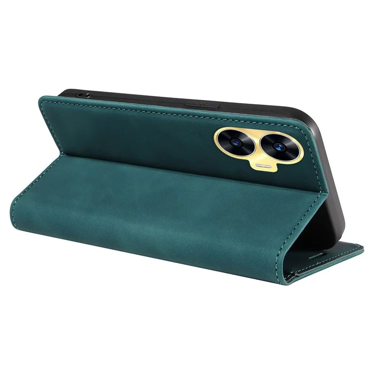 BETOPNICE 003 RFID Blocking Wallet Case per Realme C55 4G, Custodia per Telefono in Pelle PU con Supporto - Verde