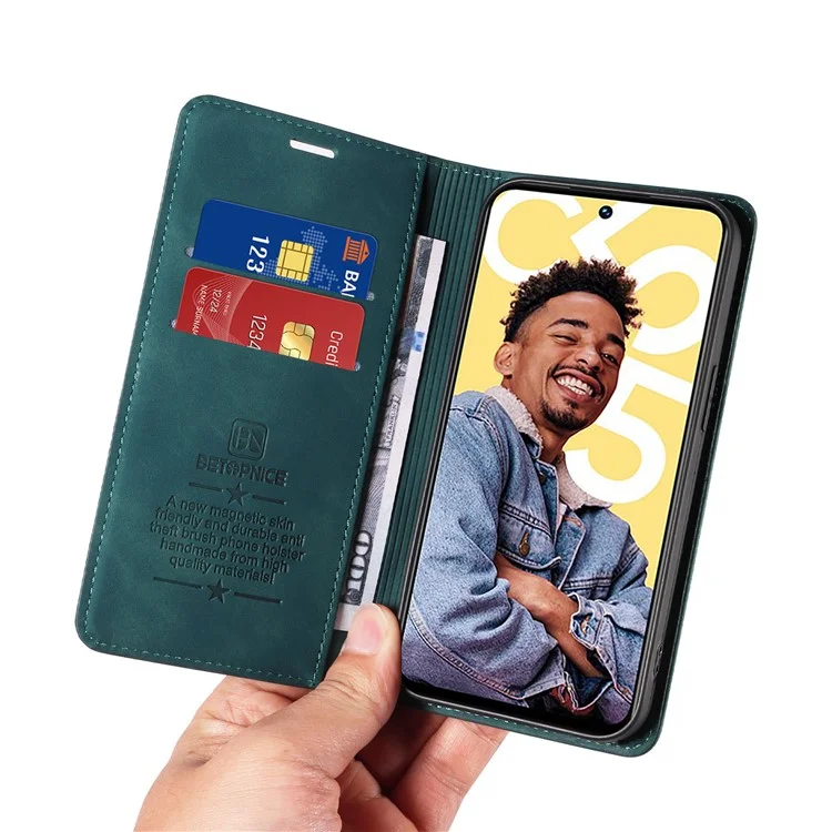 BETOPNICE 003 RFID Blocking Wallet Case per Realme C55 4G, Custodia per Telefono in Pelle PU con Supporto - Verde