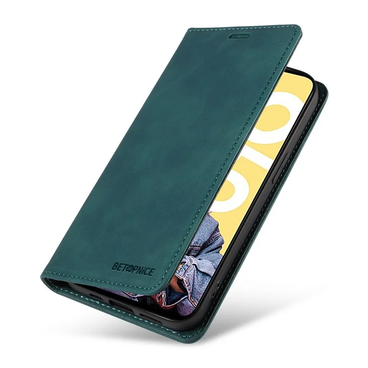 BETOPNICE 003 RFID Blocking Wallet Case per Realme C55 4G, Custodia per Telefono in Pelle PU con Supporto - Verde