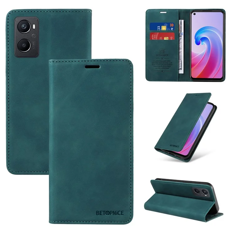 BETOPNICE 003 для Oppo Reno7 Z 5G / A96 (Китай) 5G / F21 Pro 5G / Reno7 Lite 5G / Reno8 Lite 5G / Reno8 Z 5G / OnePlus Nord N20 5G Кожаный чехол с блокировкой RFID - зеленый