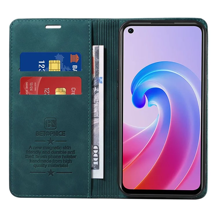 BETOPNICE 003 для Oppo Reno7 Z 5G / A96 (Китай) 5G / F21 Pro 5G / Reno7 Lite 5G / Reno8 Lite 5G / Reno8 Z 5G / OnePlus Nord N20 5G Кожаный чехол с блокировкой RFID - зеленый