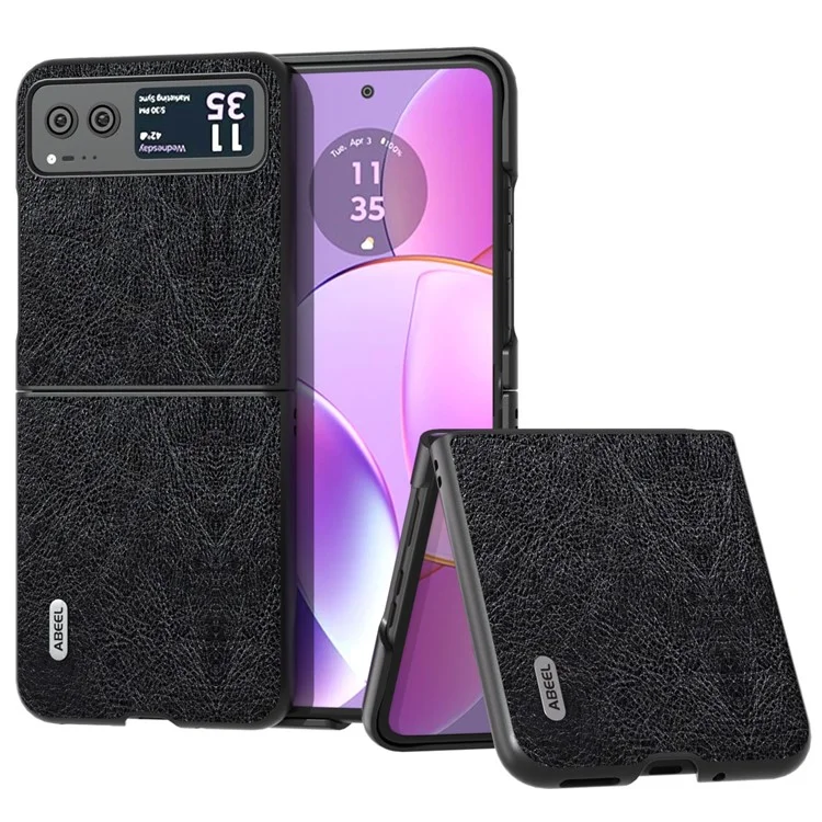ABEEL Para Motorola Razr 40 5G Retro Litchi Texture Case PU Leather + PC Anti-Drop Protective Phone Cover - Black