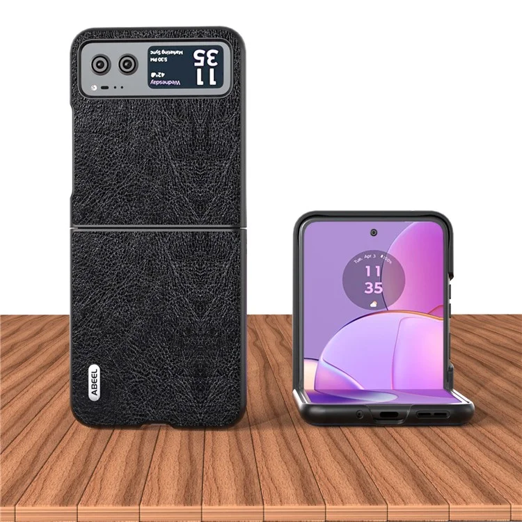 ABEEL Para Motorola Razr 40 5G Retro Litchi Texture Case PU Leather + PC Anti-Drop Protective Phone Cover - Black