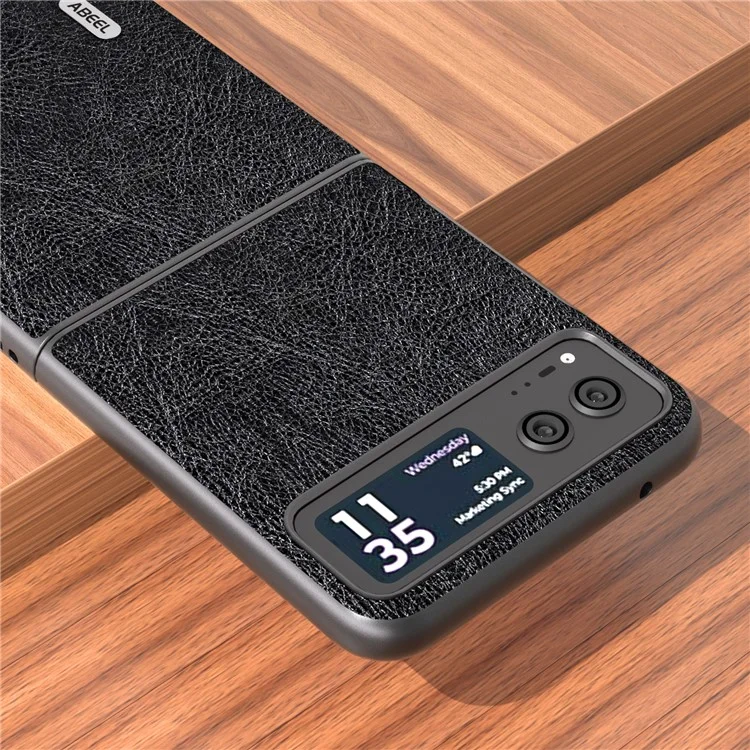 ABEEL Para Motorola Razr 40 5G Retro Litchi Texture Case PU Leather + PC Anti-Drop Protective Phone Cover - Black