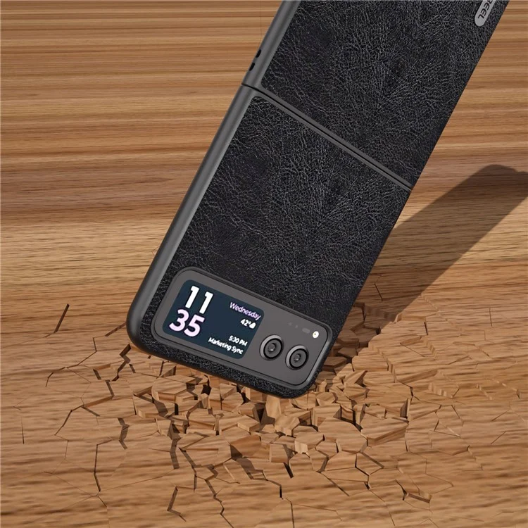 ABEEL Para Motorola Razr 40 5G Retro Litchi Texture Case PU Leather + PC Anti-Drop Protective Phone Cover - Black