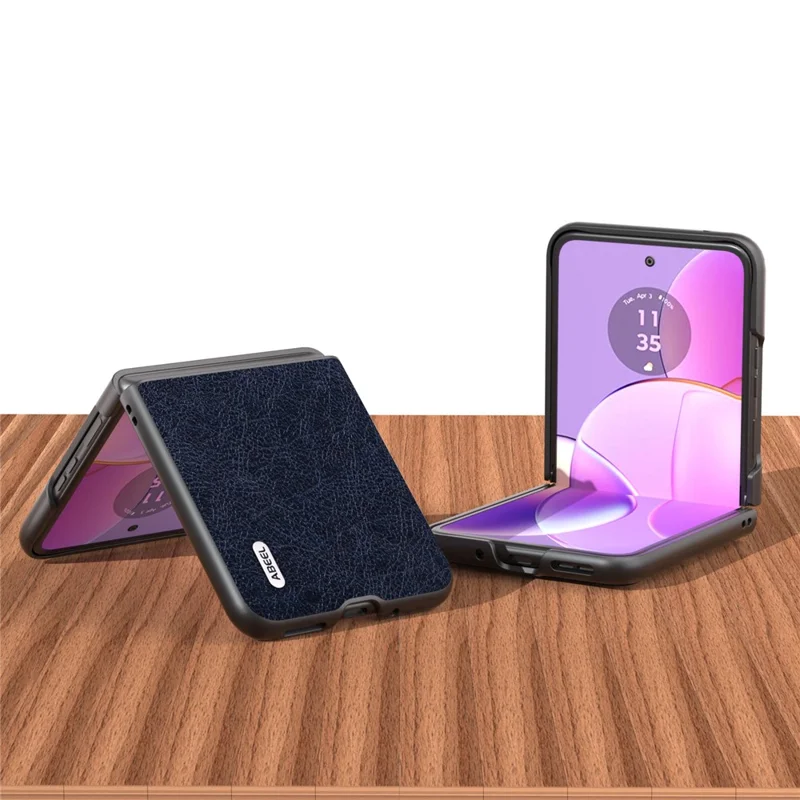 ABEEL For Motorola Razr 40 5G Retro Litchi Texture Case PU Leather + PC Anti-Drop Protective Phone Cover - Blue