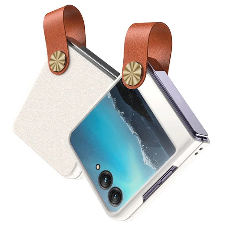 GKK Shockproof Phone Case for Motorola Razr 40 Ultra 5G PU Leather Coated Hard PC Phone Cover with Strap Kickstand - Purple