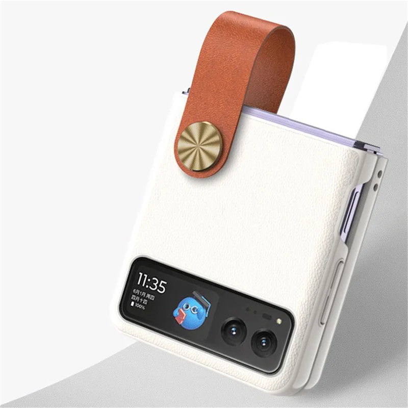 GKK Shockproof Phone Case for Motorola Razr 40 Ultra 5G PU Leather Coated Hard PC Phone Cover with Strap Kickstand - Purple