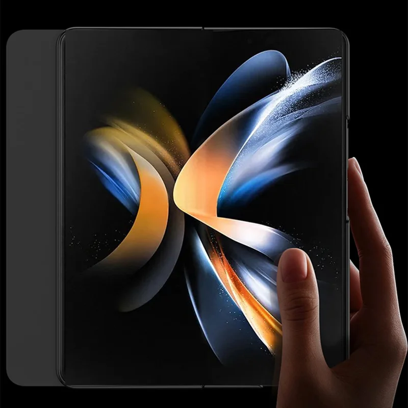 GKK For Samsung Galaxy Z Fold4 5G Case Leather+Tempered Glass+PC Pattern Phone Cover with Pen Slot - Carbon Fiber Texture