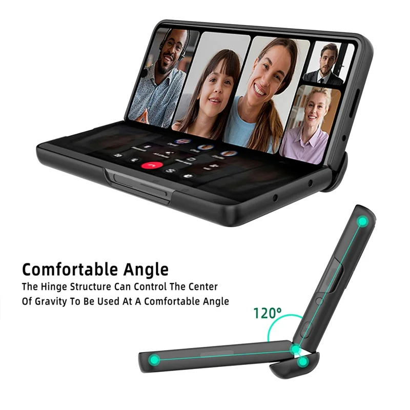 GKK Per Samsung Galaxy Z Fold5 5G Custodia in PC rigido Custodia in stile valigia Design a strisce con supporto Copertura con pellicola in vetro temperato - Nero