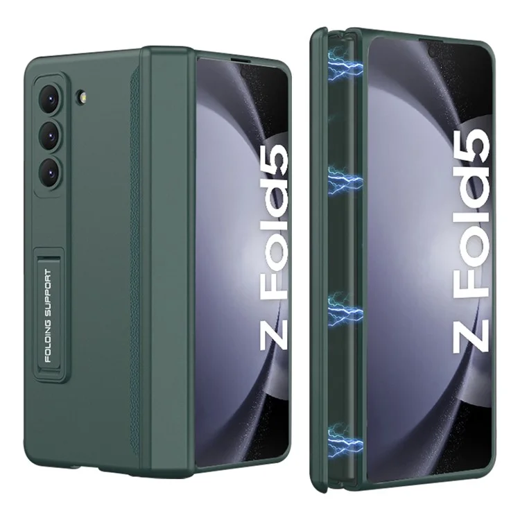 GKK For Samsung Galaxy Z Fold5 5G Kickstand PC Phone Case Magnetic Hinge Folding Phone Cover - Midnight Green