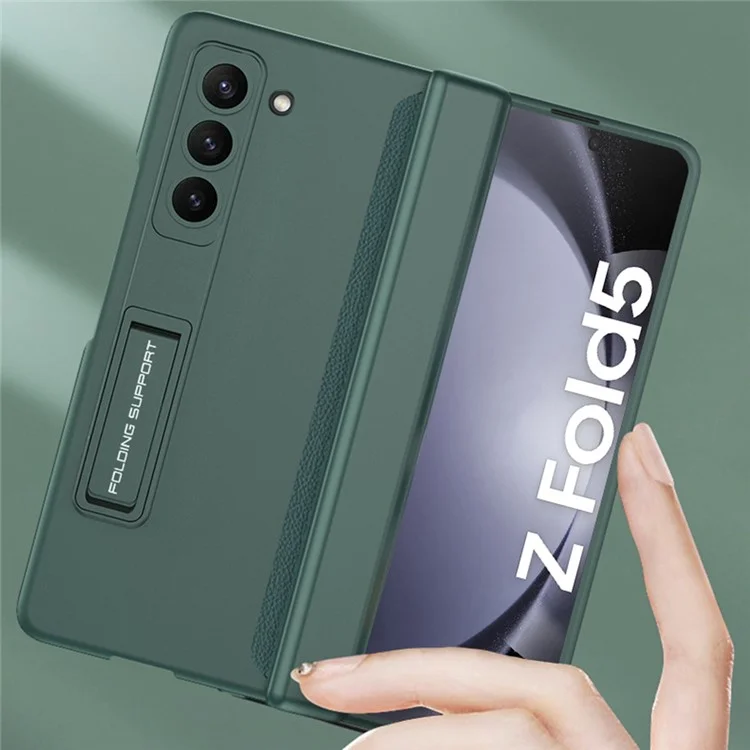 GKK For Samsung Galaxy Z Fold5 5G Kickstand PC Phone Case Magnetic Hinge Folding Phone Cover - Midnight Green