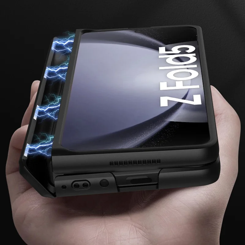 GKK For Samsung Galaxy Z Fold5 5G Kickstand PC Phone Case Magnetic Hinge Folding Phone Cover - Black
