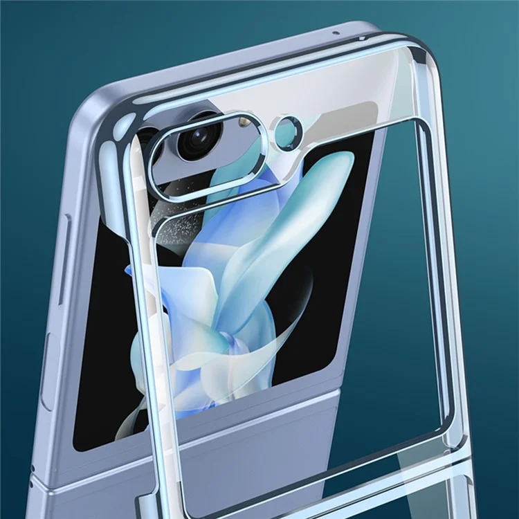 GKK For Samsung Galaxy Z Flip5 5G Electroplating Plastic Phone Case Anti-Scratch Folding Phone Cover Shell - Transparent