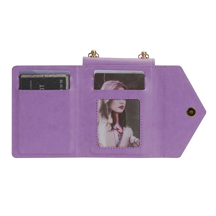 N.BEKUS Für Samsung Galaxy Z Flip5 5G Handyhülle PU-Leder beschichtet PC Reißverschlusstasche Kartenfächer Cover mit Schultergurt - Lila