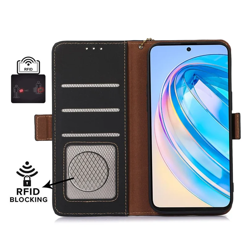 For Huawei nova 11i RFID Blocking Phone Case Wallet Stand Genuine Cow Leather Cover - Black