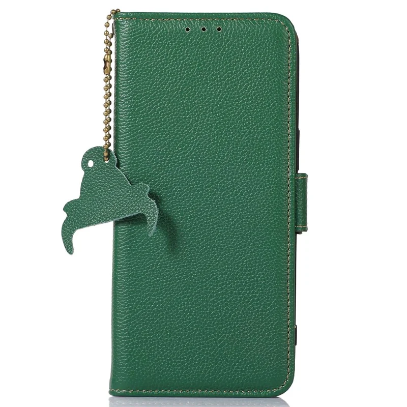 For Huawei nova 11 Pro / nova 11 Ultra RFID Blocking Wallet Case Genuine Cow Leather Stand Phone Cover - Green