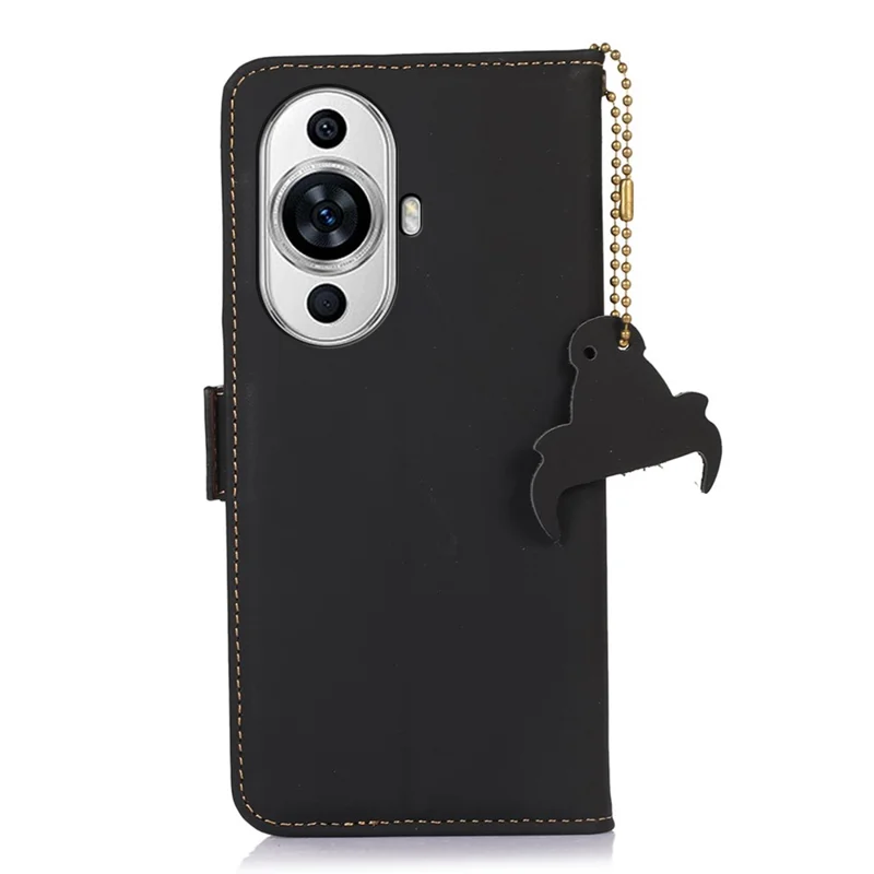 For Huawei nova 11 / nova 12s 4G / nova 12 Lite 4G Genuine Cow Leather+TPU RFID Blocking Stand Cover Wallet Phone Case - Black