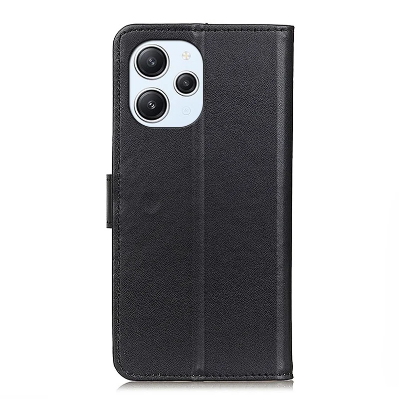 Für Xiaomi Redmi 12 4G texturierte stoßfeste Handyhülle PU-Leder Brieftasche Ständer Smartphone-Hülle - Schwarz
