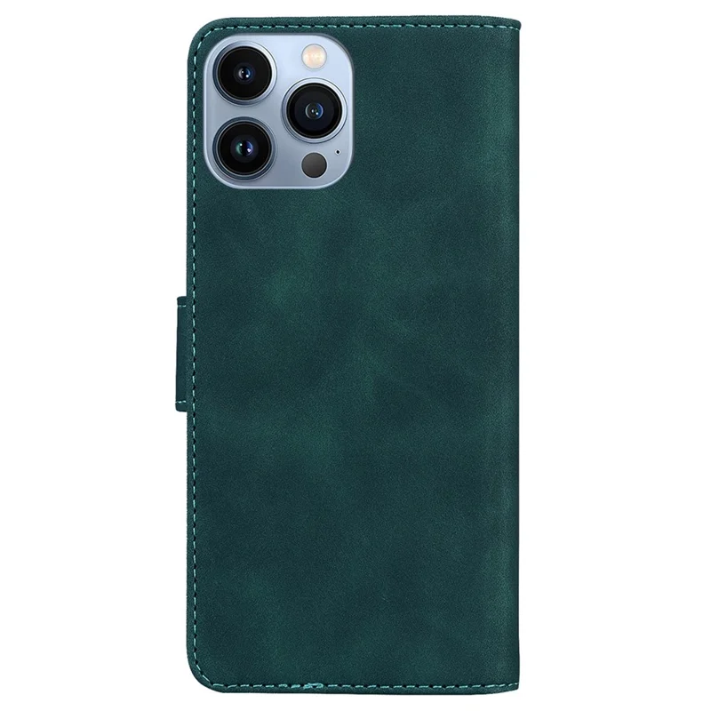 For iPhone 15 Pro Max Anti-scratch Flip Stand Wallet Case PU Leather Butterfly Printing Phone Cover - Green