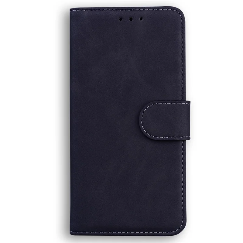Funda de teléfono de piel de poliuretano + TPU para iPhone 15 Pro, funda de teléfono con soporte tipo cartera de color sólido - Negro