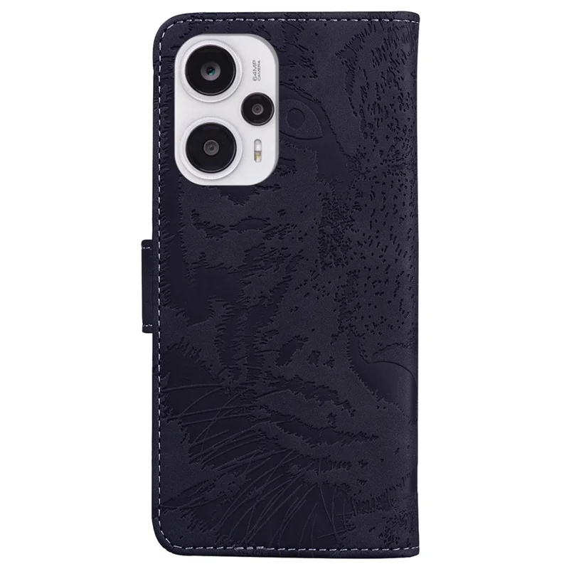 Für Xiaomi Redmi Note 12 Turbo / Poco F5 5G Handyhülle Brieftasche Ständer Geprägter Tigerprint PU-Leder Hülle - Schwarz