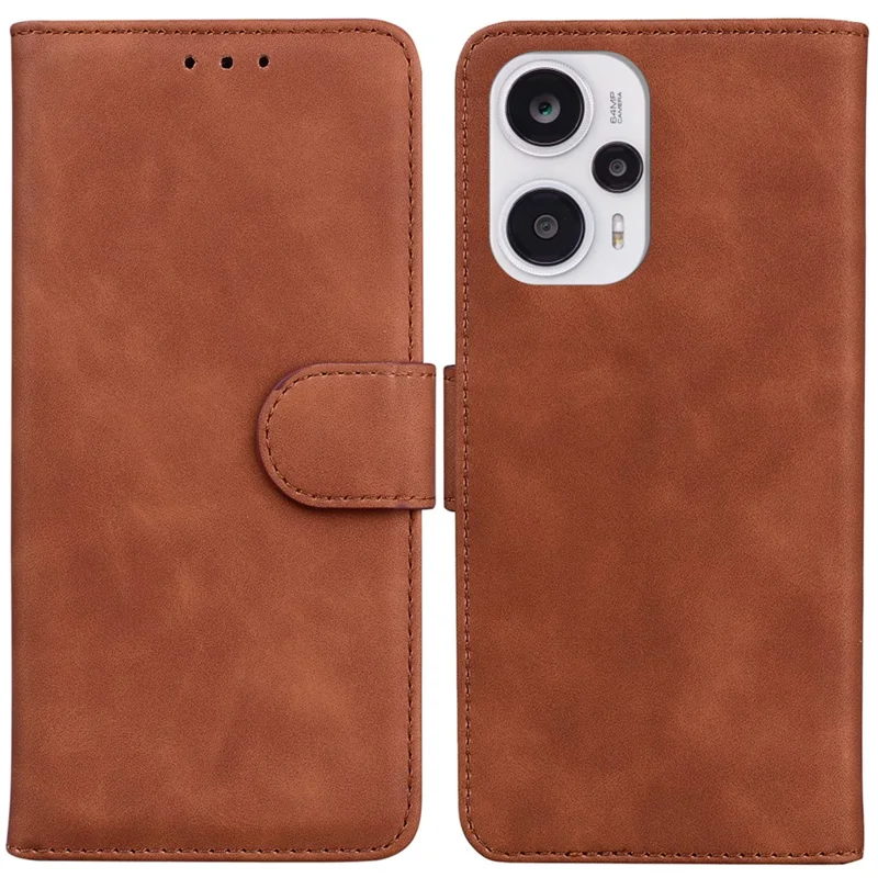 Wallet Case for Xiaomi Redmi Note 12 Turbo / Poco F5 5G , Stand PU Leather Phone Cover - Brown