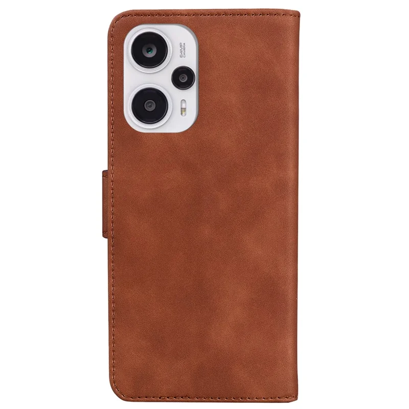 Wallet Case for Xiaomi Redmi Note 12 Turbo / Poco F5 5G , Stand PU Leather Phone Cover - Brown