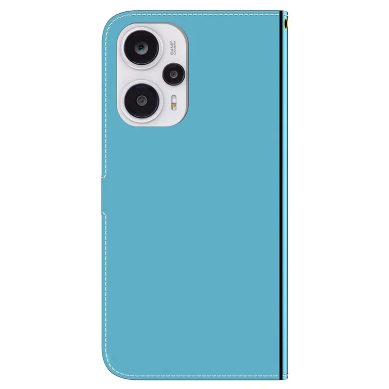 For Xiaomi Redmi Note 12 Turbo / Poco F5 5G Mirror-Like Surface Leather Phone Case Wallet Stand Cover - Blue