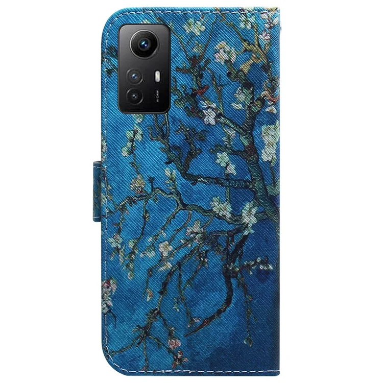 Flip PU Leather Case for Xiaomi Redmi Note 12S 4G Pattern Printing Stand Wallet Phone Cover - Apricot Flowers