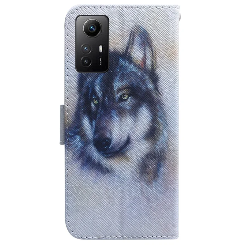 Flip PU Leather Case for Xiaomi Redmi Note 12S 4G Pattern Printing Stand Wallet Phone Cover - Wolf