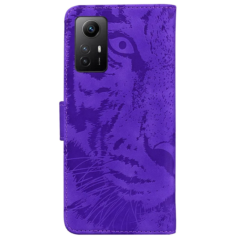 For Xiaomi Redmi Note 12S 4G Imprinted Tiger Phone Leather Case Wallet Stand Protective Cover - Purple