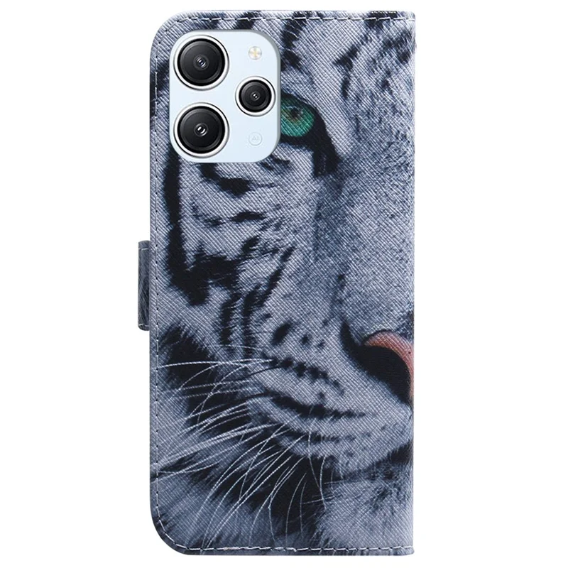 For Xiaomi Redmi Note 12 4G PU Leather Stand Cover Pattern Printing Wallet Phone Case - Tiger Head