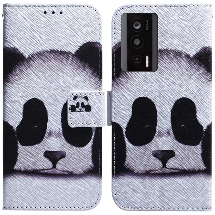 Чехол для телефона для Xiaomi Poco F5 Pro 5G / Redmi K60 5G / K60 Pro 5G, чехол-книжка с узором из искусственной кожи со стойкой - панда