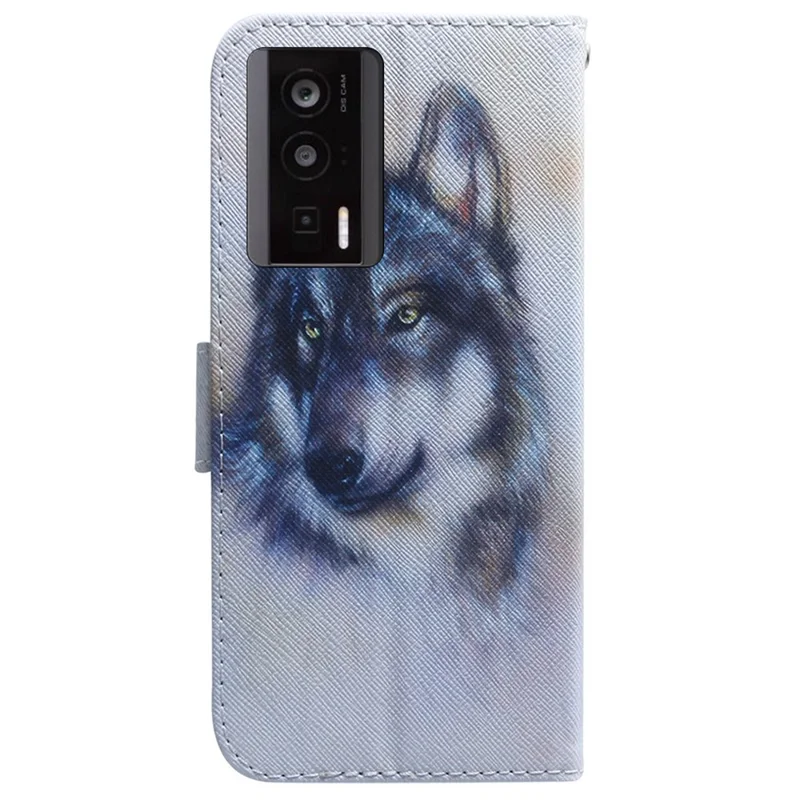 Phone Case for Xiaomi Poco F5 Pro 5G / Redmi K60 5G / K60 Pro 5G , PU Leather Pattern Printed Stand Wallet Flip Cover - Wolf